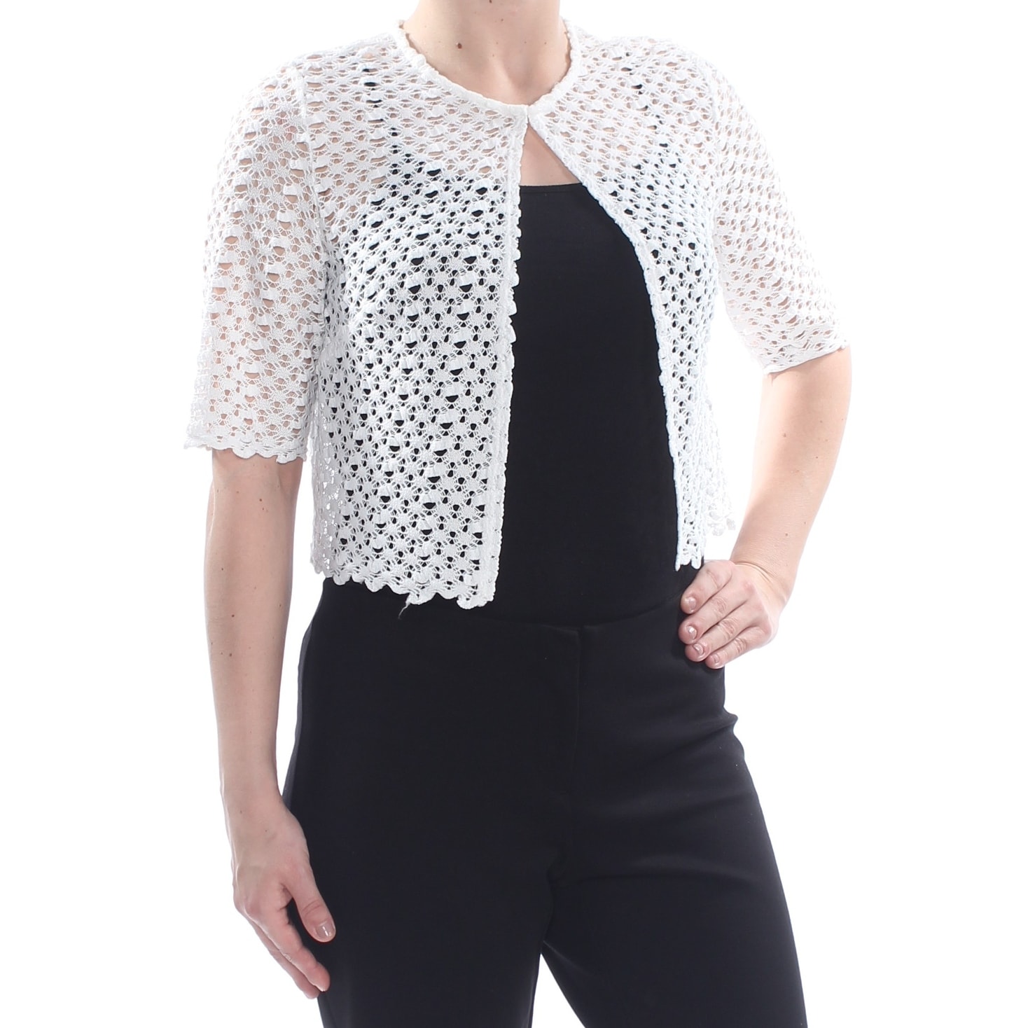 white short sleeve cardigan