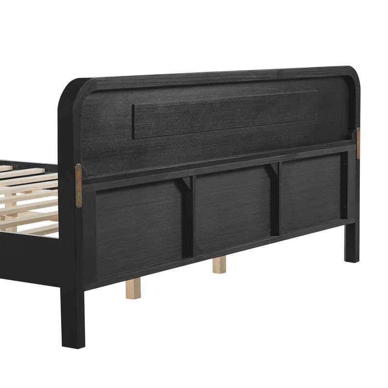 Pine Solid Wood Queen Size Bed, Solid And Stable, No Box Spring Needed