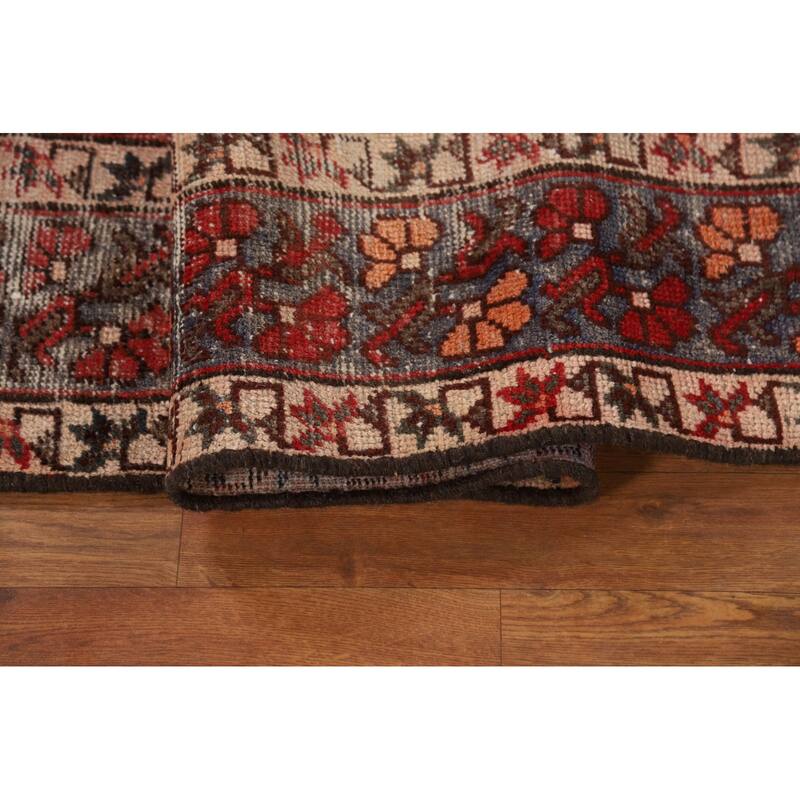Distressed Bakhtiari Persian Vintage Rug Handmade Red Wool Carpet - 4'10"x 9'10"