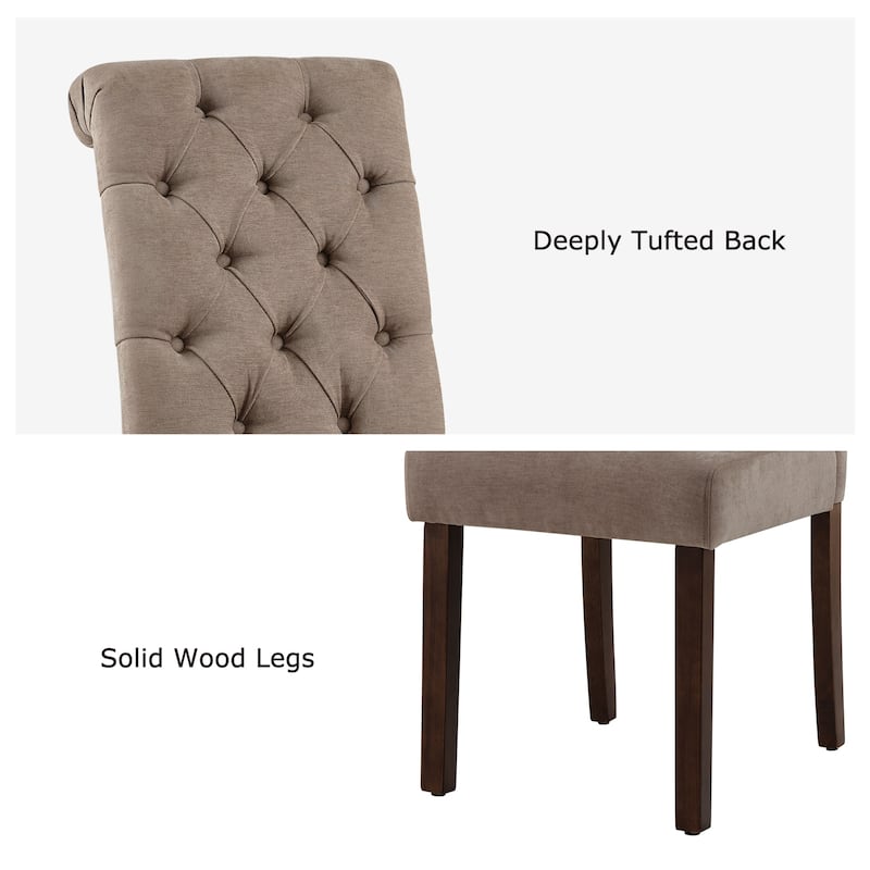 Tufted Parsons Dining Side Chairs ,Upholstered Fabric Dining Chairs Kitchen Chairs with Padded Seat(Set Of 2) - set of 2