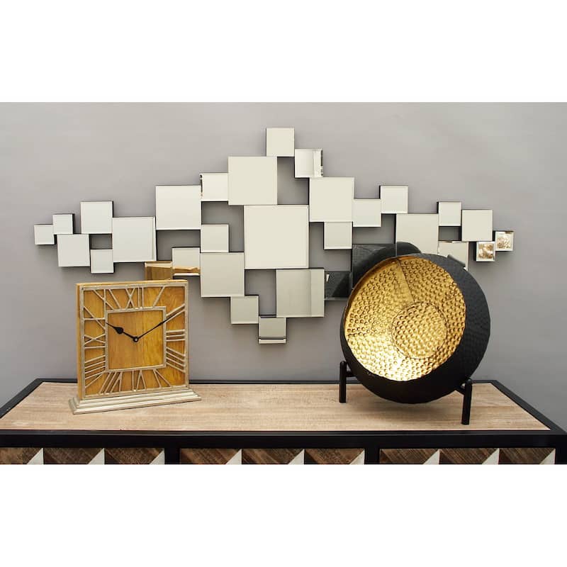 Glass Wall Mirror with Square Mirrors - Silver - Roche River Decor - 1"W x 21"L x 48"H