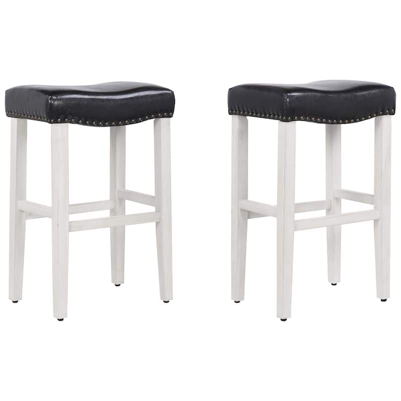 Jameson Upholstered Polyester Antique White 29 Inch Bar Stool (Set Of 2)