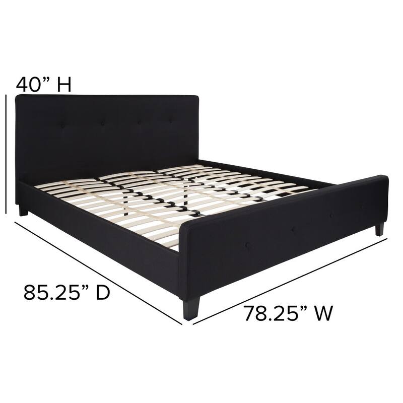 Button Tufted Upholstered Casual Style Platform Bed