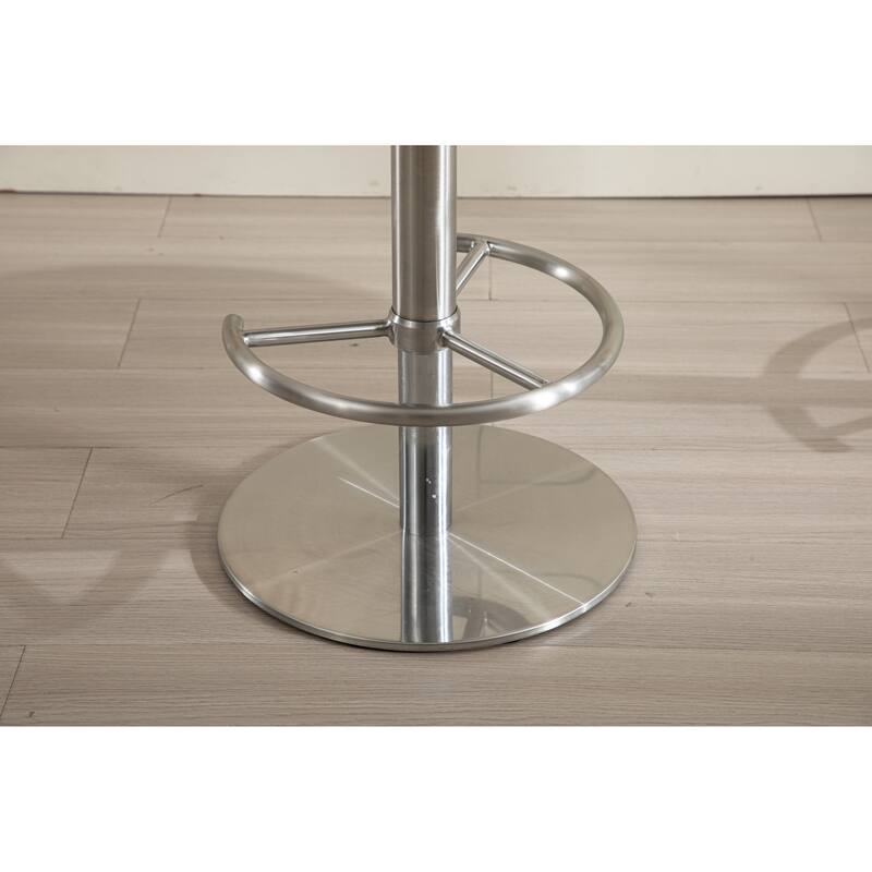 Modern Swivel Bar Stool, White Leather with Titanium Stainless Steel Frame & Adjustable Height