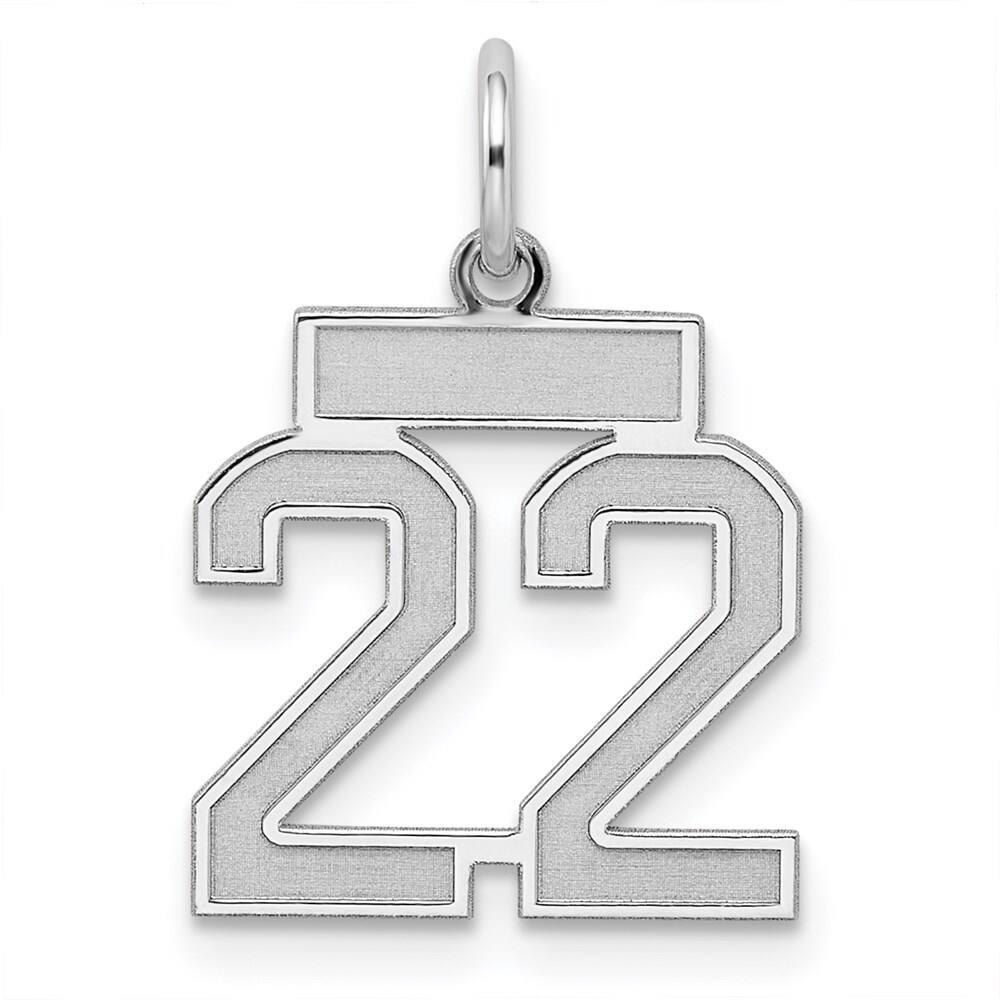 925 Sterling Silver Small Satin Number 22 Pendant