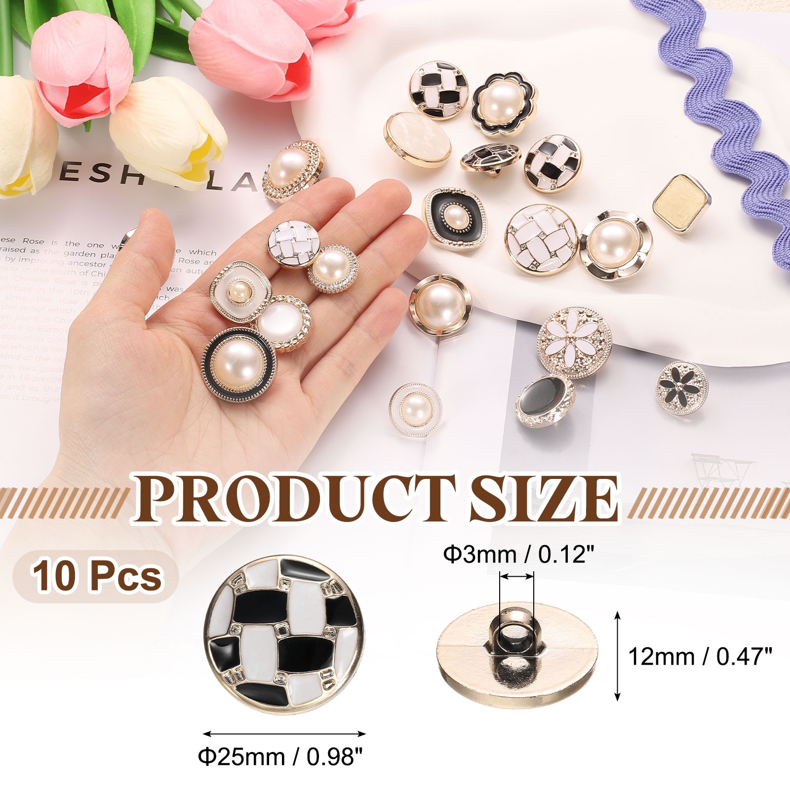 Round Resin Vintage Clothes Sewing Button Metal Coat Grid Buttons Craft Accessories for Garment Coat