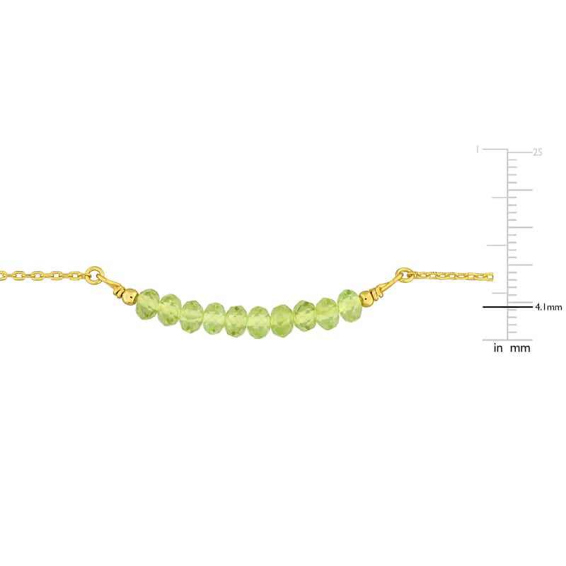 Miadora 4mm Peridot Bead Bracelet 0.78ct tgw Bracelet 1mm Rolo Chain in Yellow Sterling Silver