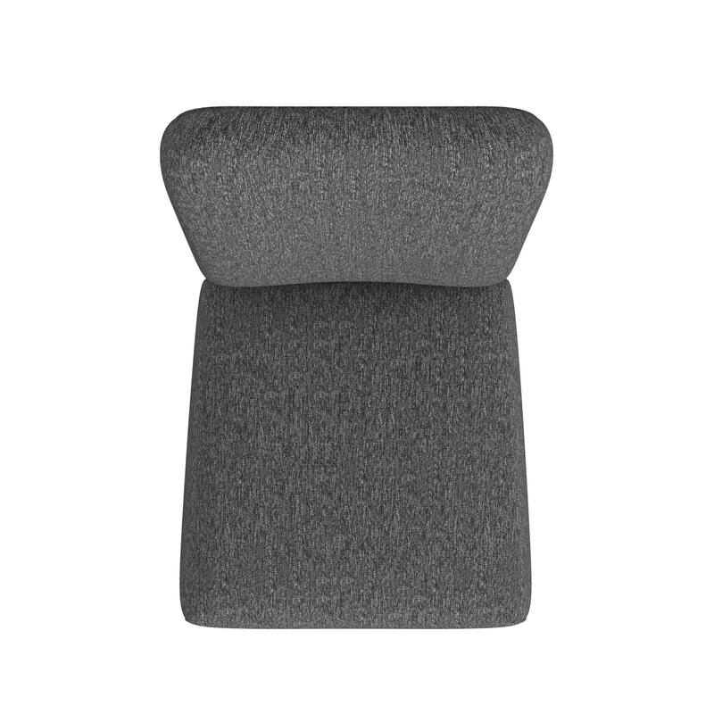 Dining Chair Set of 2, Modern Rounded Back, Black Woven Fabric