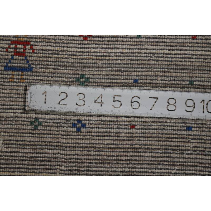 Striped Wool Gabbeh Indian Area Rug 9x12 - 9' x 12'