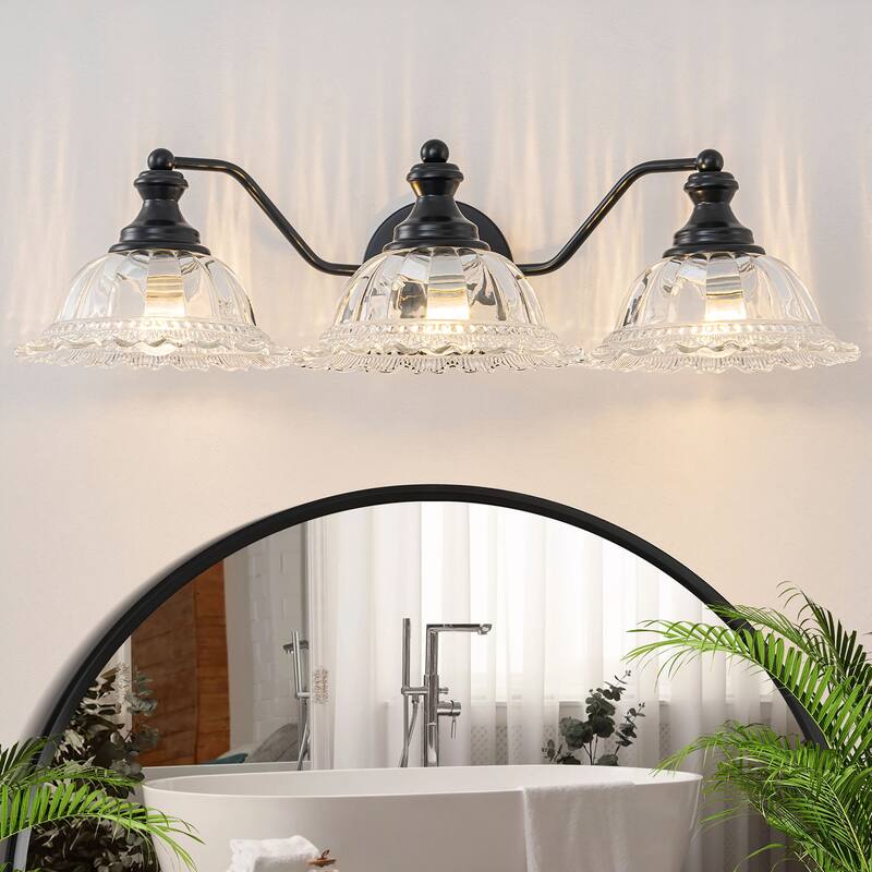 Modern Vanity Light with Crystal Glass Shade