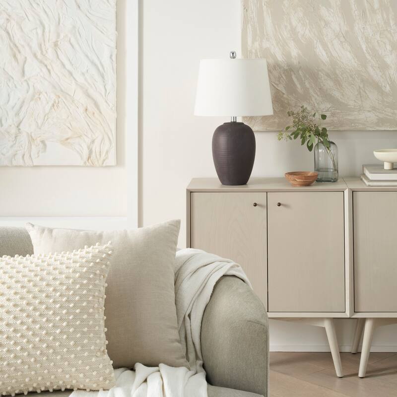Nourison 23" Unglazed Ceramic Jar Table Lamp