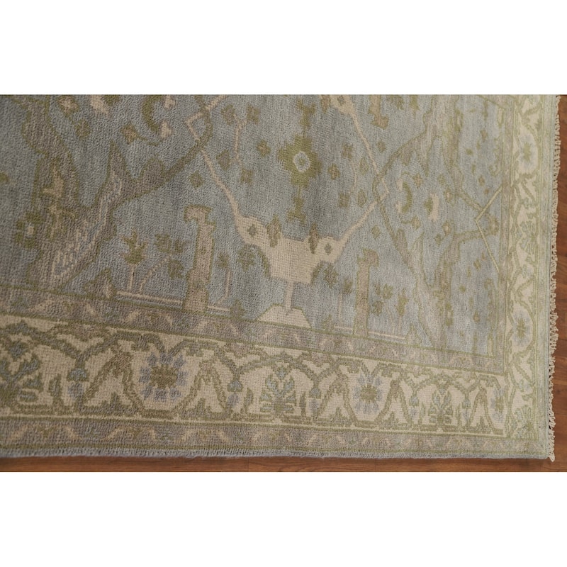 Blue All-Over Oushak Oriental Runner Rug Handmade Wool Carpet - 4'1" x 19'3"