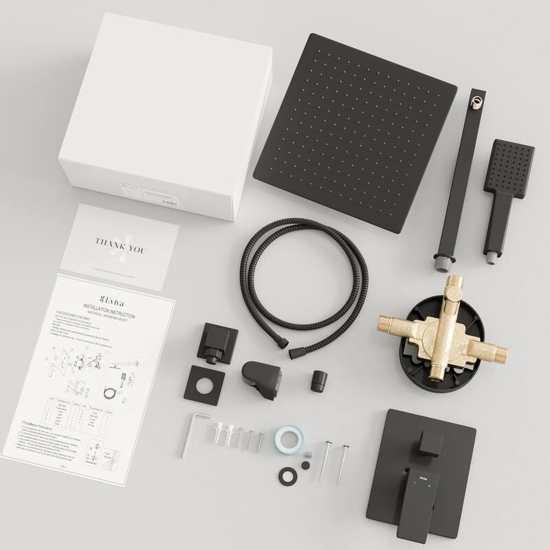 Eviva Edge Shower System with Slide Bar Hand-Shower and Thermostatic Valve