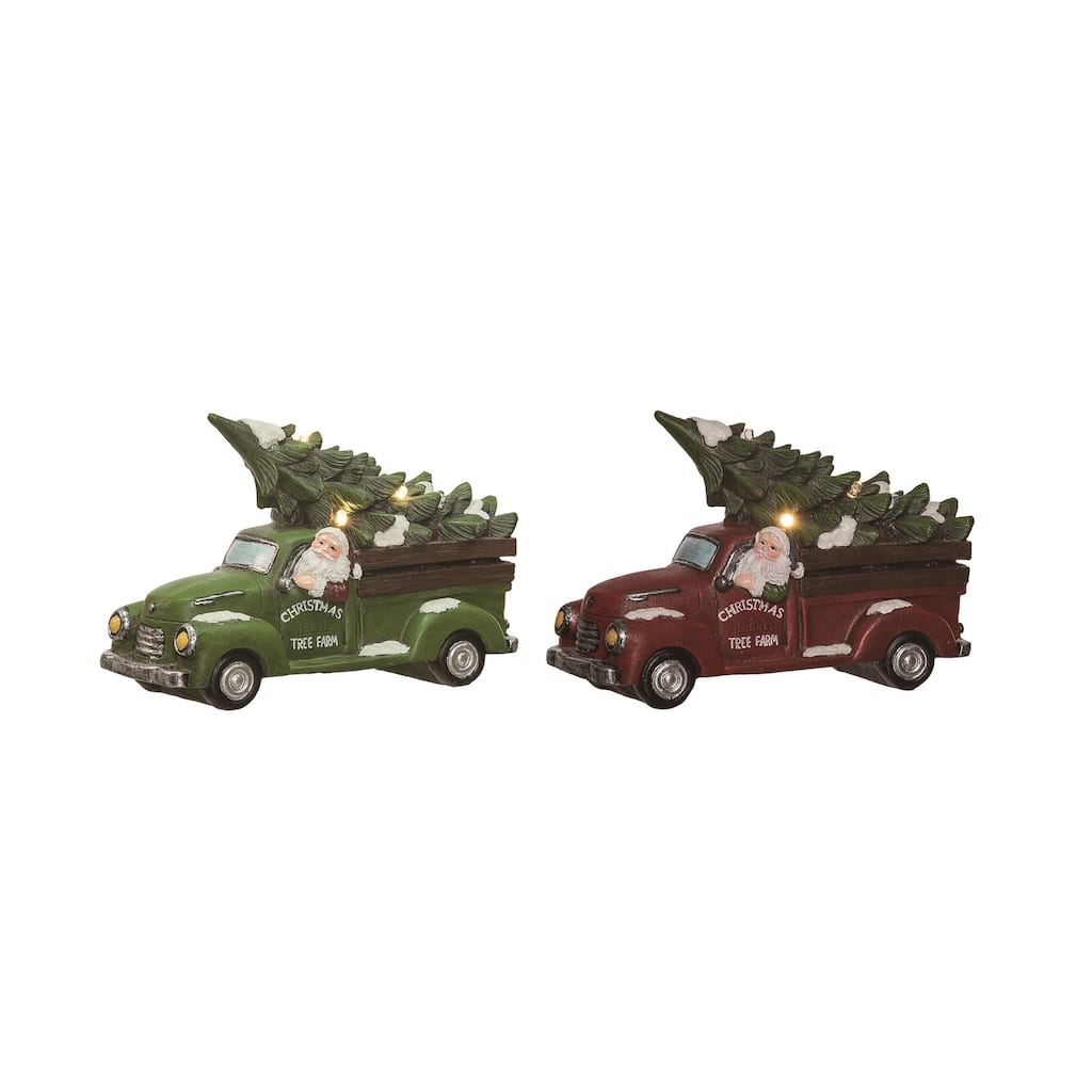 Transpac Light Up Resin Cmas Roadtrip Figurine Set of 2 Christmas Home Decorations