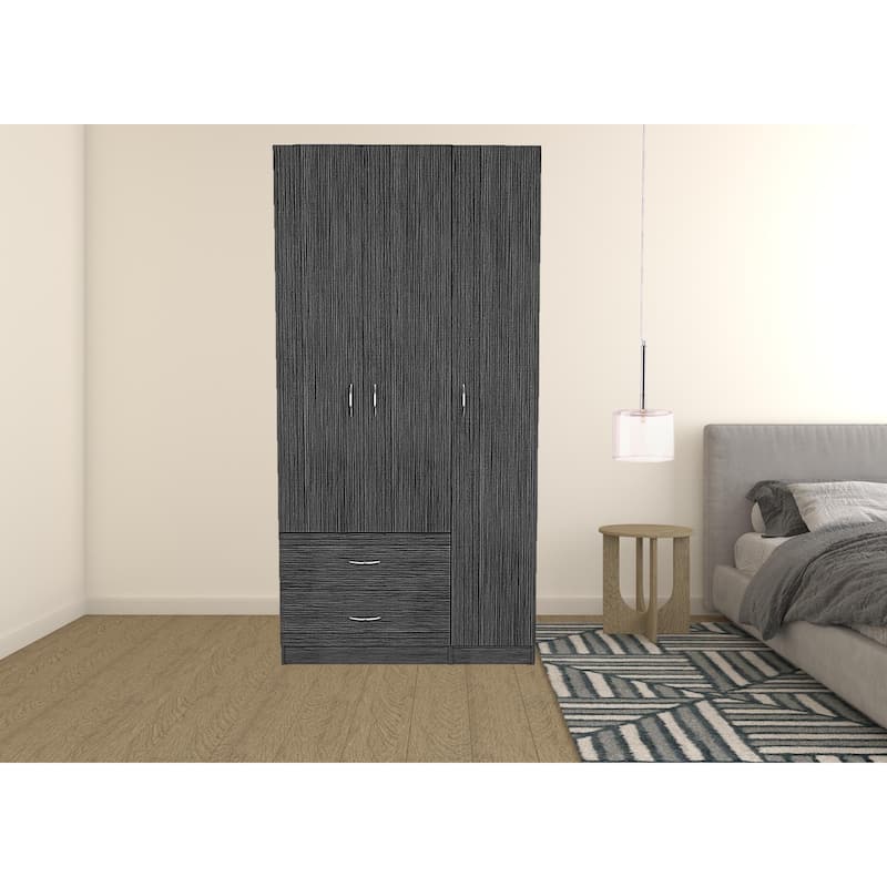 HomeRoots 71" Gray Grainy Oak Manufactured Wood Two Drawer Combo Dresser