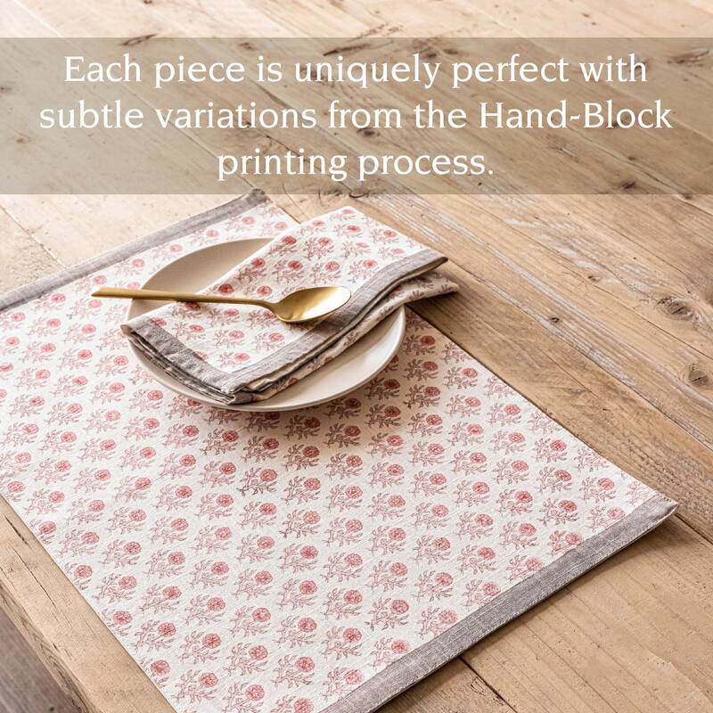 over&back Hand-Blocked 100% Cotton Placemats - Machine Washable - Set of 4