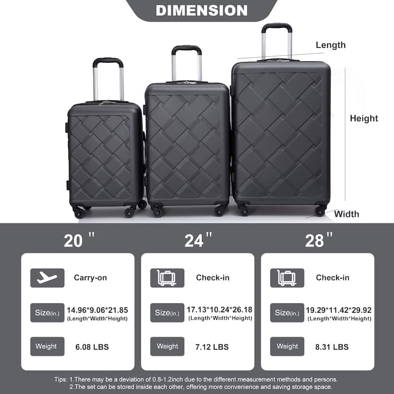Hardshell Suitcase with Spinner Wheels ABS Luggage Sets Lightweight Durable Suitcase