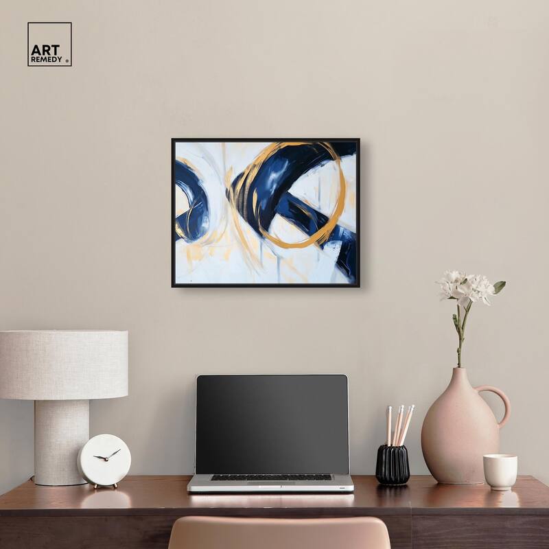 Navy and Gold Rings II Canvas by Art Remedy
