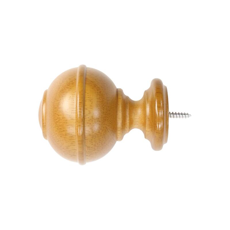 Mix & Match Wood Finials for Wood Curtain Rod (2-Pack) - Knob - Heritage Oak