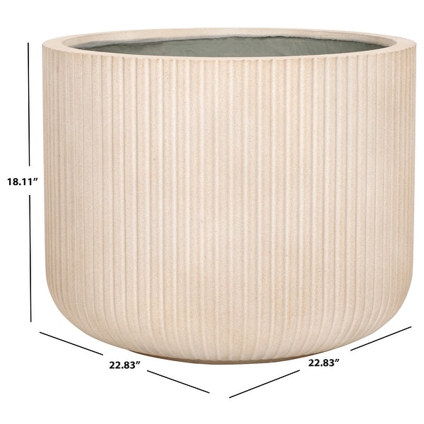 dimension image slide 2 of 4, SAFAVIEH Outdoor Lucca Cement Ficonstone Planter Pot - 23"W x 23"D x 18"H