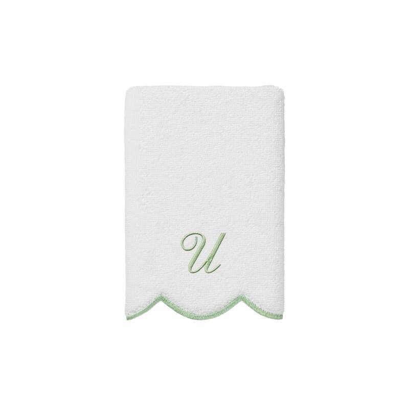 Authentic Hotel and Spa 100% Turkish Cotton Green ADORNIA Scallop Personalized 3 Piece Towel Set - 3 Piece Set