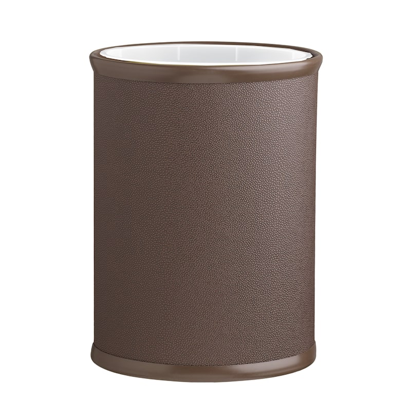 COSMOPOLITAN 13qt Shagreen-Textured Oval Wastebasket with Liner - N/A - Brown