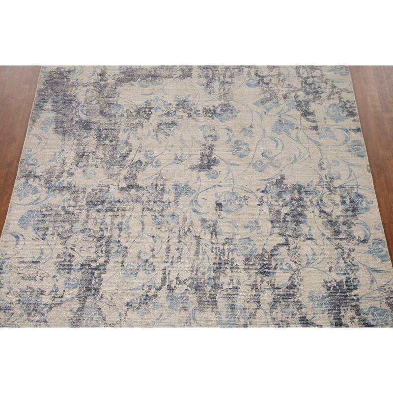 Ivory Abstract Rug Hand-Knotted Wool Carpet - 7'9"x 9'8"