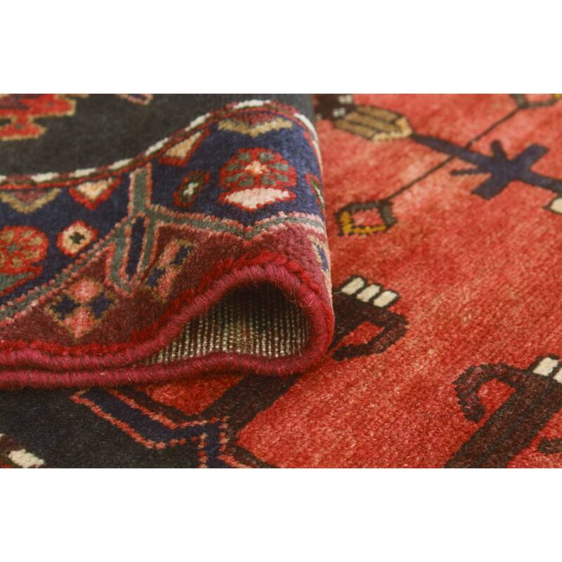 Noori Rug Fine Vintage Distressed Sanaz Red/Charcoal Runner - 3'4" x 9'8"