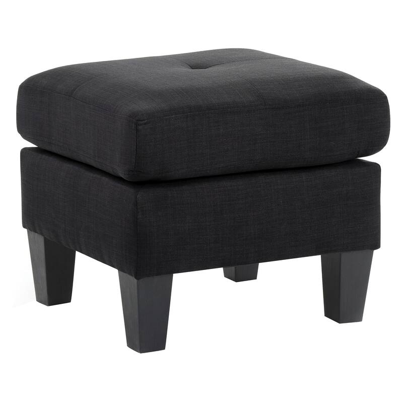 Twill Upholstered Tufted Ottoman - 23" - Black