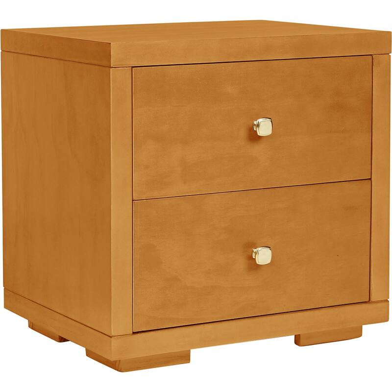 19-Inch Modern Solid Wood Nightstand with 2 Soft Close Drawers for Bedroom or End Table Use - Oak