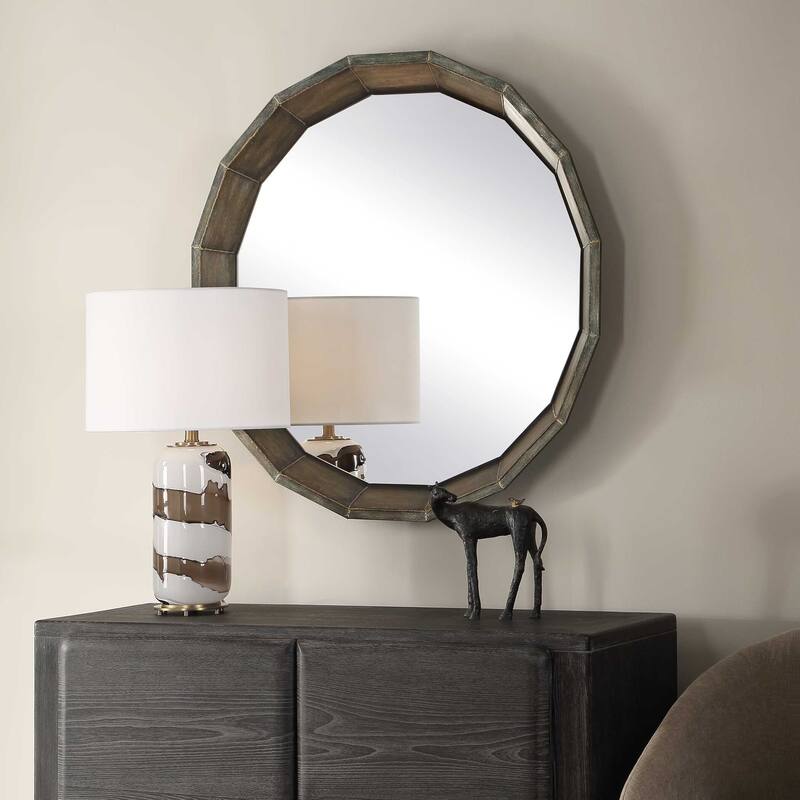 Uttermost Neve Bronze Round Mirror - 34.25" W x 34.25" H x 3.00" D