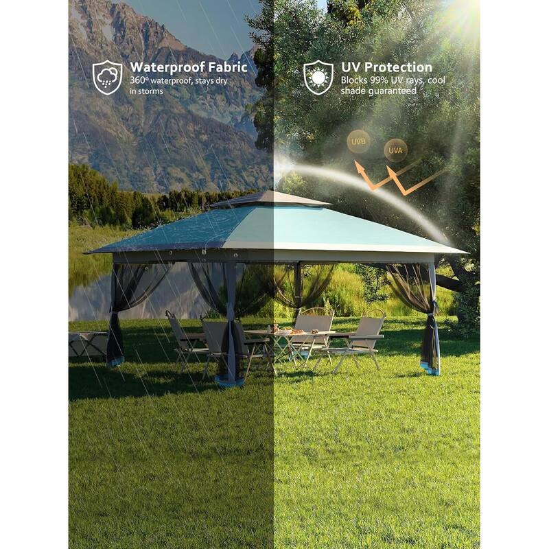 13x13 Outdoor Pop up Gazebo, with Mosquito Netting - 13*13Ft