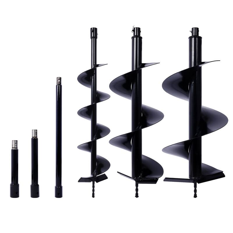 Set of 3 Auger Drill Bit for Planting Hole - Black