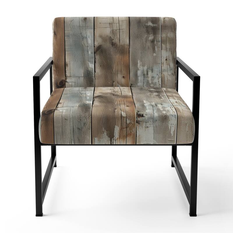 Designart "Rustic Farmhouse Wooden Planks I" Upholstered Abstract Accent Chair - Vintage Side Chair in Multiple Color