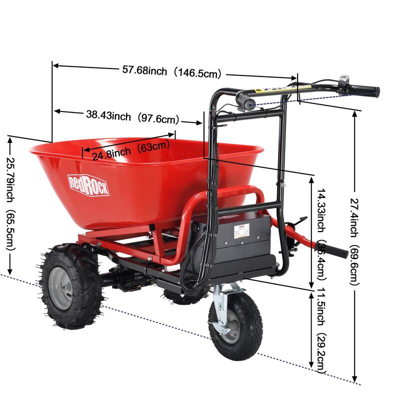500W Electric Powered Cart - 48V 28Ah, 500lb Hauling & 1000lb Towing Capacity