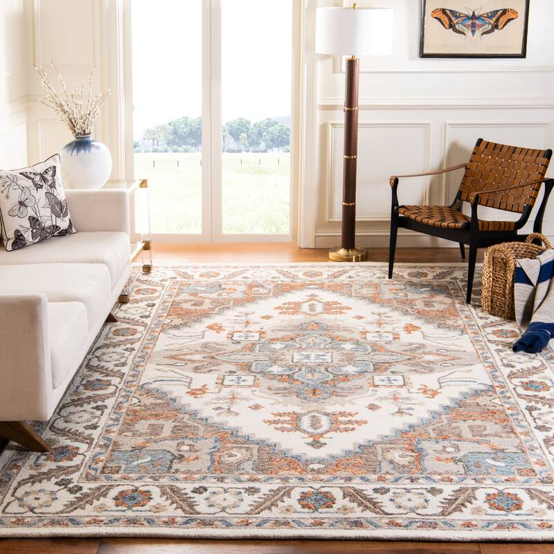 SAFAVIEH Handmade Micro-Loop Vildan Wool Rug - 8' x 10' - Ivory/Rust