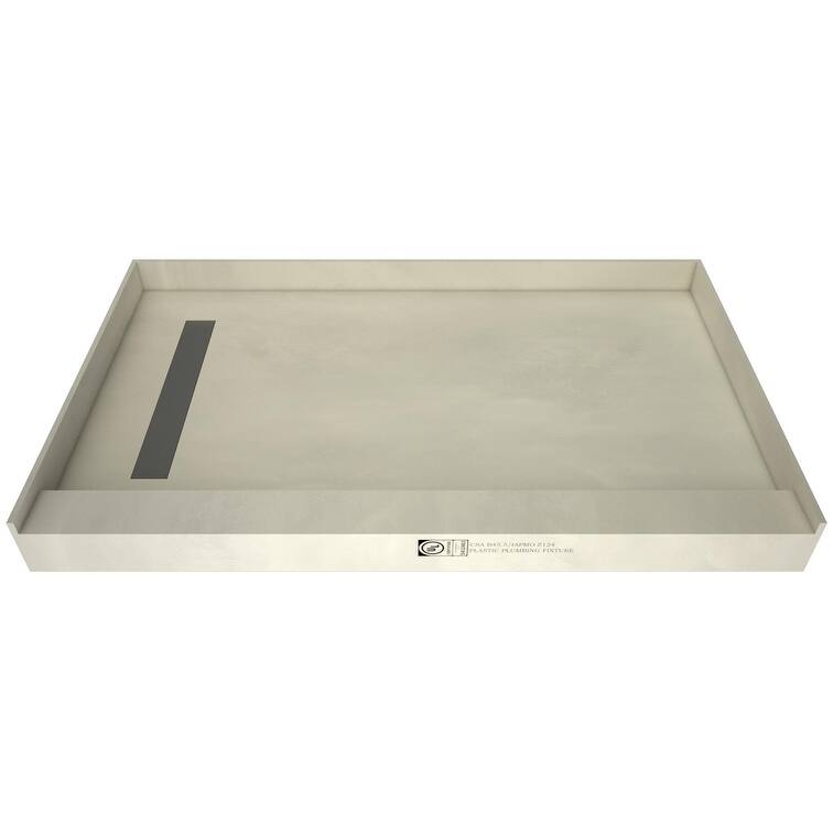 Tile Redi RT3760LPVCS Redi Trench 60" x 37" Rectangular Shower Base - Brushed Nickel