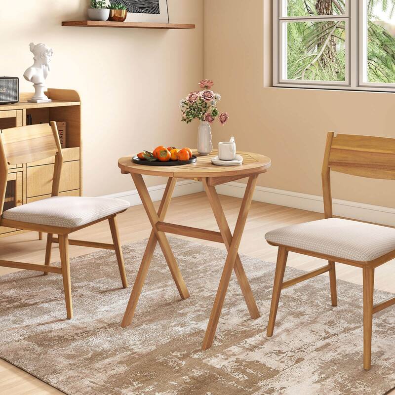 Costway Outdoor Side Table with Slatted Tabletop & X-Shaped Structure - See Details
