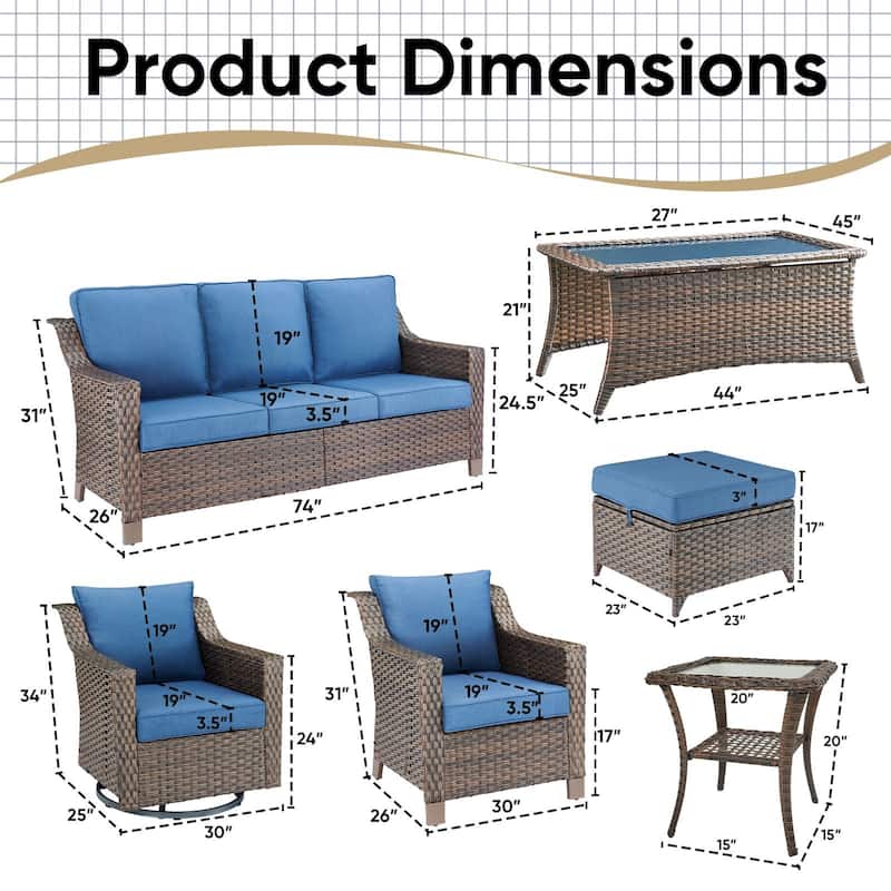 Outside Patio Sofa Chair Set with Cushions