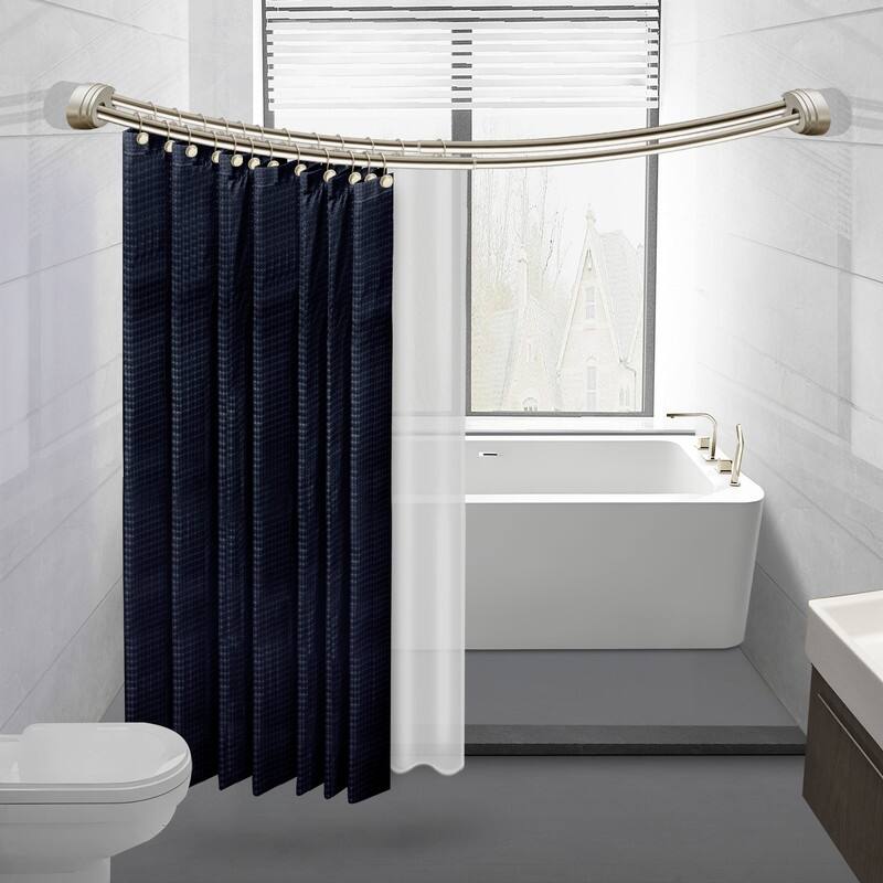 Utopia Alley Rustproof Wall Mounted Aluminum Double Curved Shower Curtain Rod, Screw Mount Rod, Adjustable Rod from 45" to 72"
