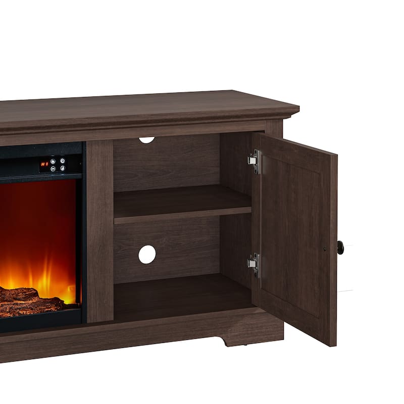 78" TV Stand with 36" Fireplace for up to 400sq ft - 78"W x 23.5"H x 15.5"D