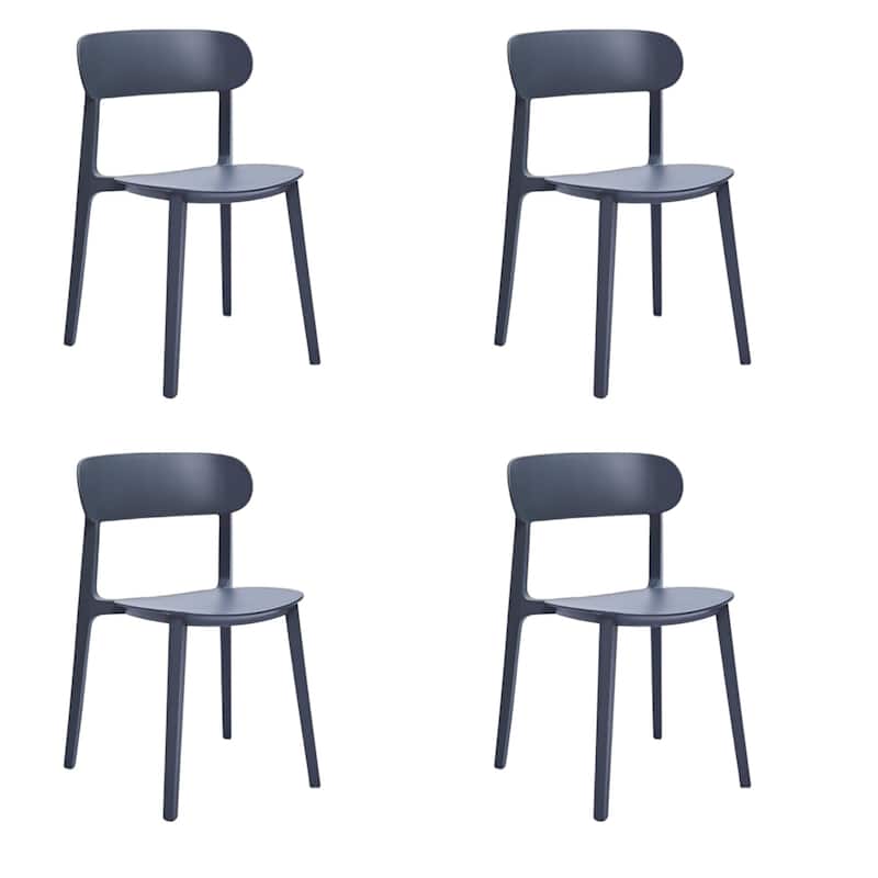 HomeRoots Set of Four Gray Heavy Duty Plastic Dining Side Chairs - 20.46 in. x 30.50 in. x 18.89 in.