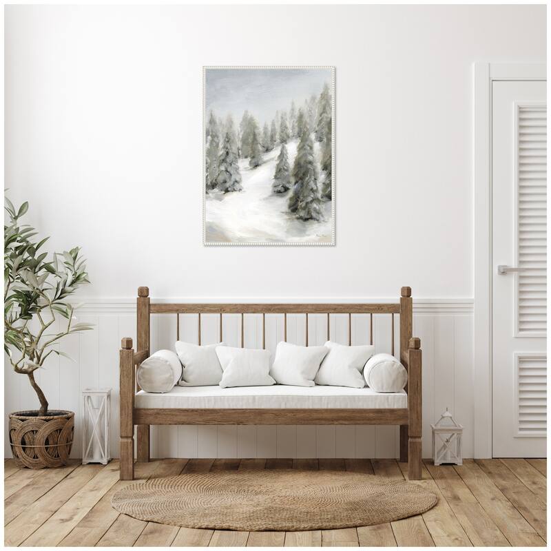 Kate and Laurel Sylvie Beaded Evergreen Hills Framed Canvas by Mackenzie Nelson