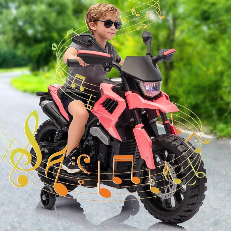 6v Motorcycle for Kids, Ride on Motorcycle with Traning Wheels for Best Kids Gift, Black