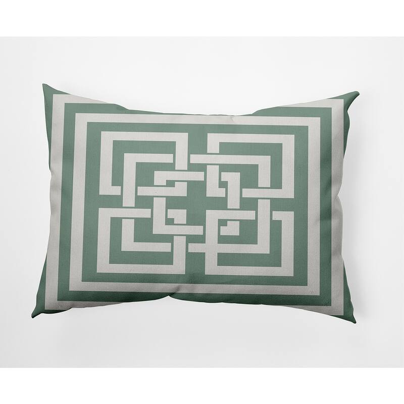 Greek New Key Nautical Decorative Indoor Pillow - Sage - 14" x 20"