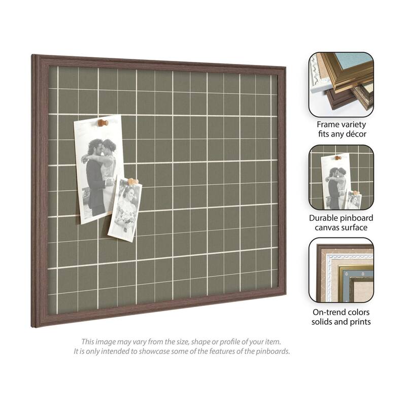 Kate and Laurel Framed Fabric Pinboard Sage Green Plaid Wall Organization