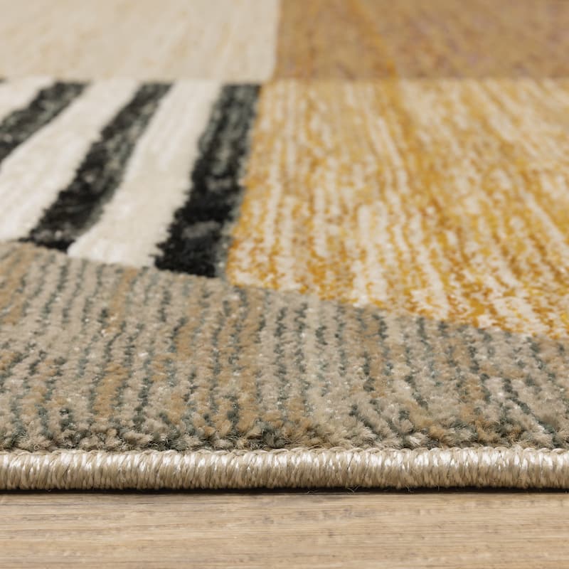 Style Haven Stephan Modern Art-deco Inspired Yellow/Gold Area Rug
