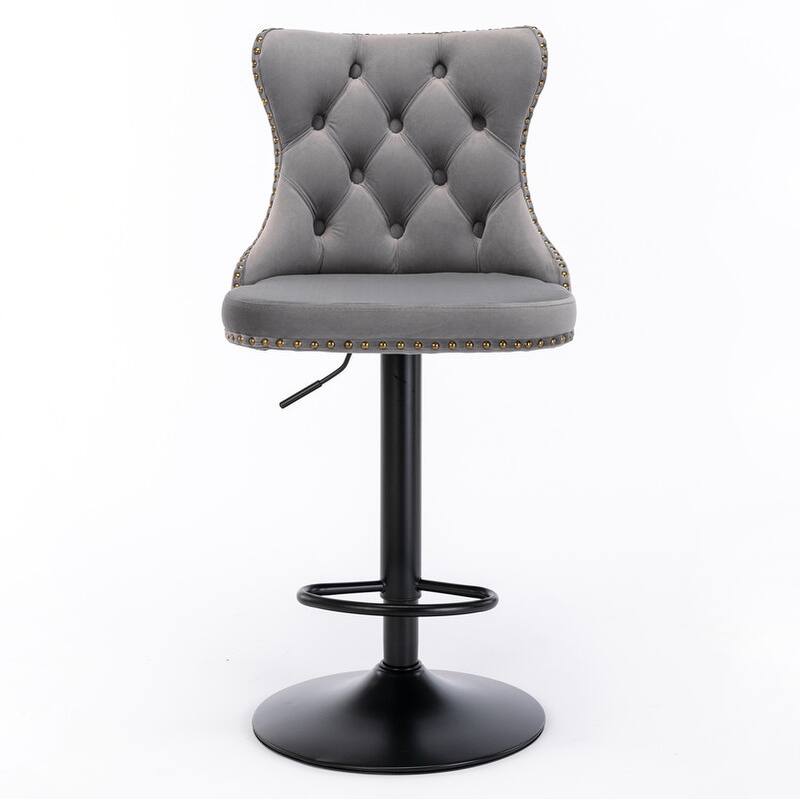 Swivel Velvet Bar Stools Adjustable Seat Height from 25-33 Inch,Set of 2