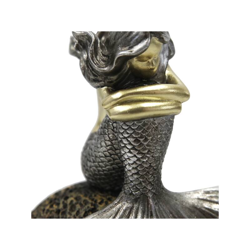 Allan Andrews Silver Mermaid on Rock Decorative Statue