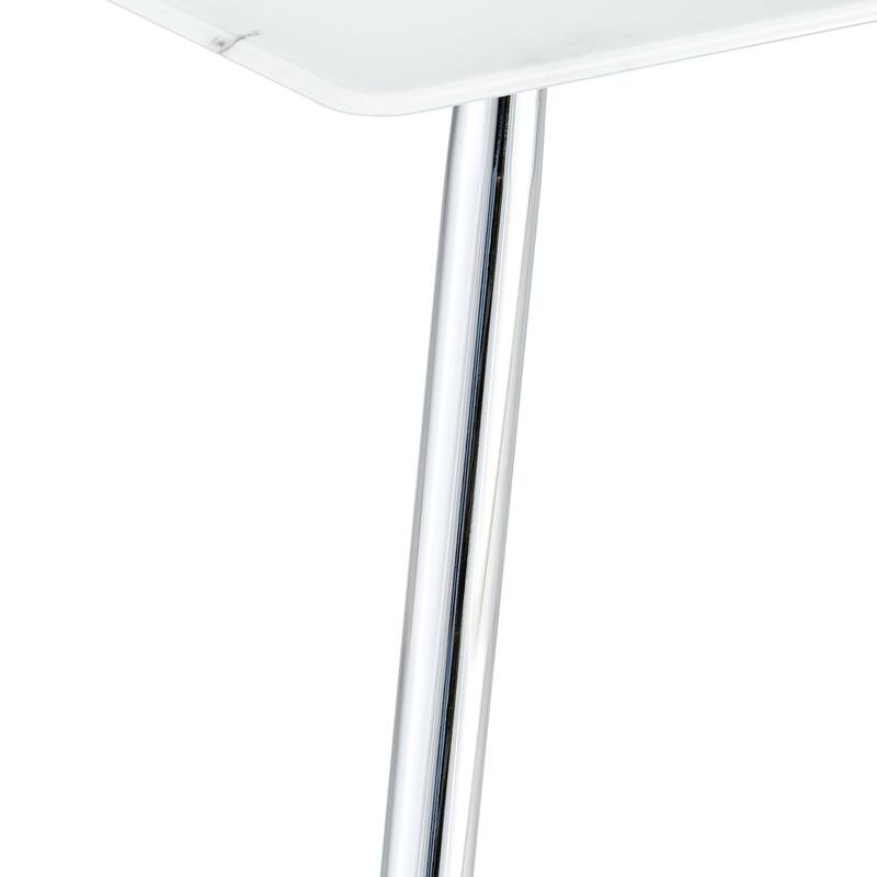 51" Tempered Glass Dining Table, Rectangular Living Room Table with Faux marble Tabletop and Metal Legs and Non-Slip Feet